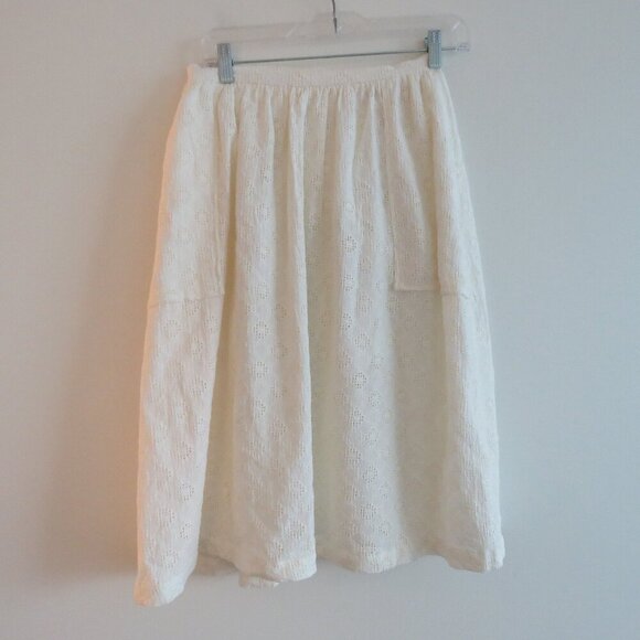 BEC + BRIDGE White Eyelet Lace Midi Skirt Coastal Neutral Boho - Size US 4 - Picture 2 of 14